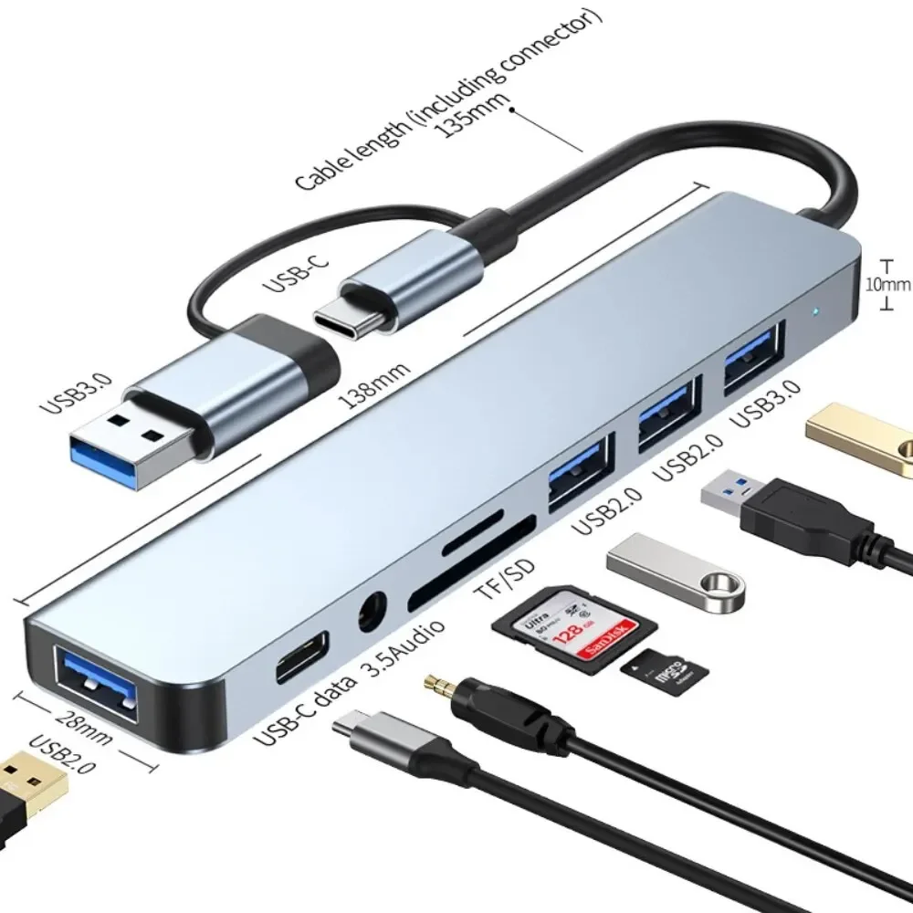Microsd Card Tablet - 8 In 2 USB-C Hub With